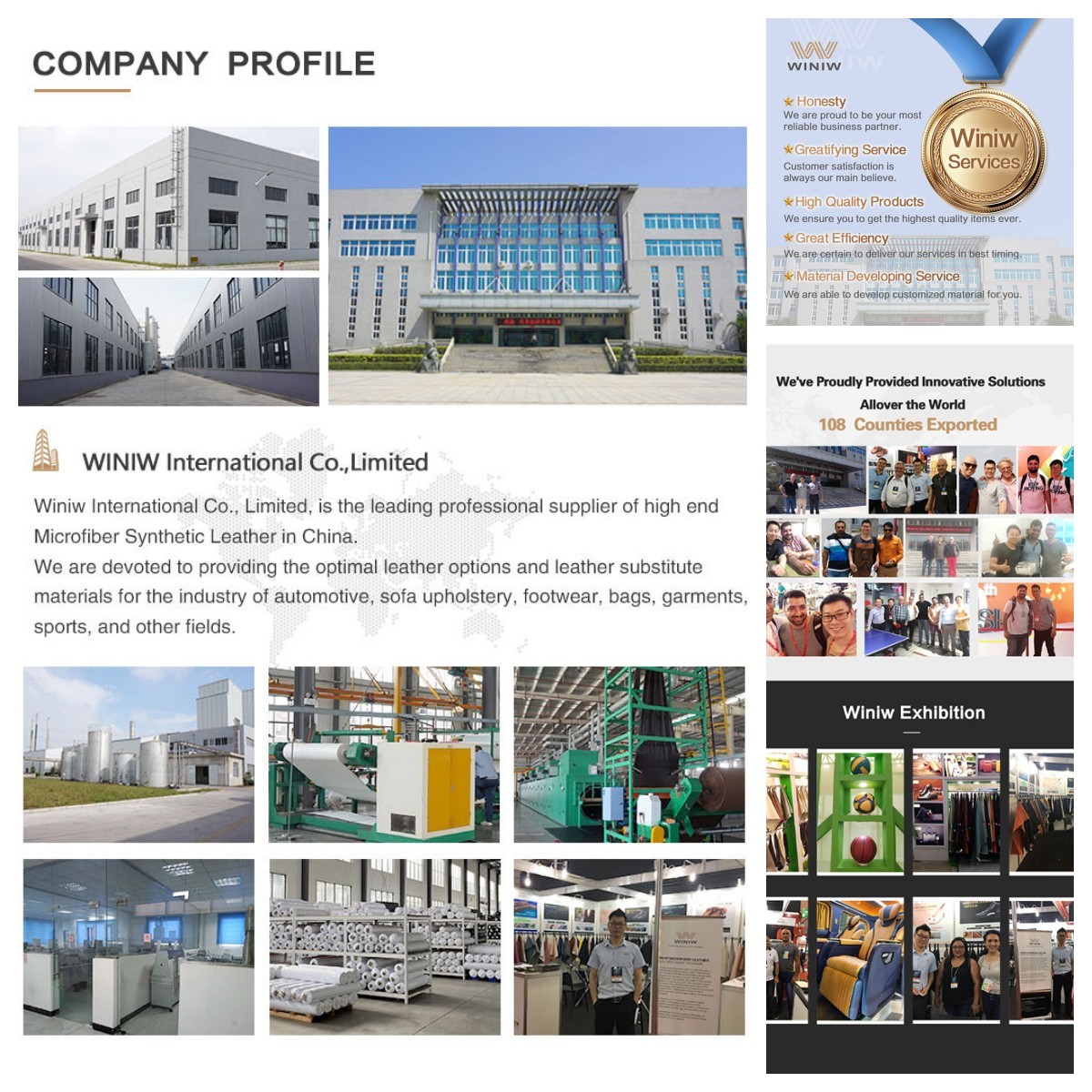 WINIW Micofiber Leather Manufacture PVC leather fabric